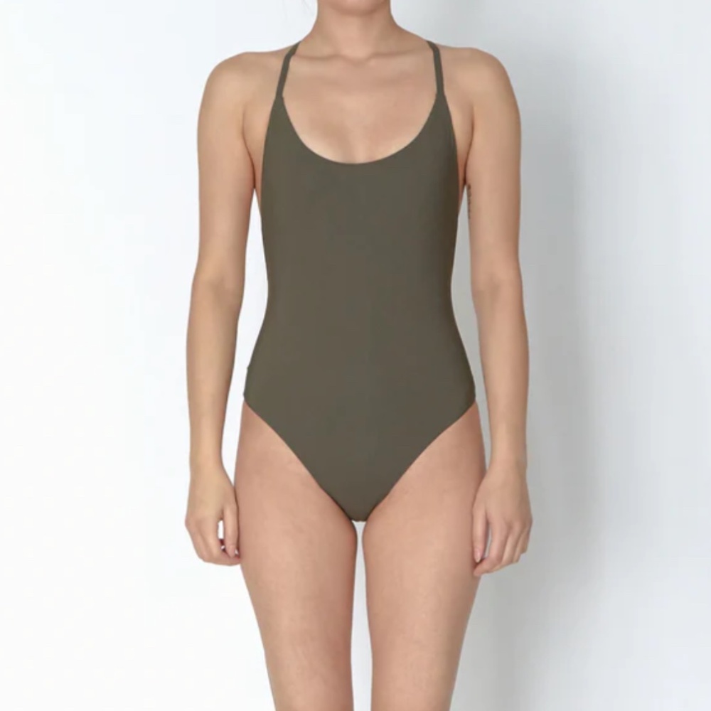 Classic Uno Lido swimsuit, small, olive green
